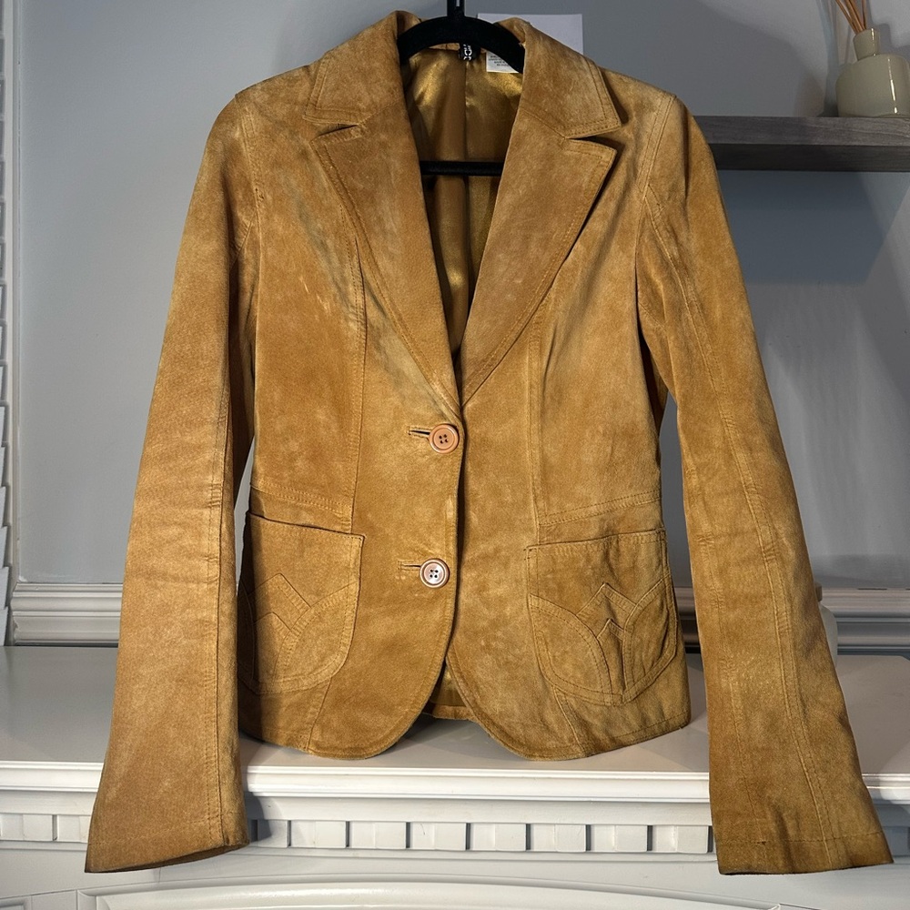 Women's H&M Tan Leather Vintage Blazer